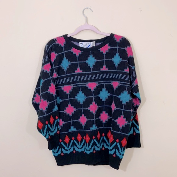 Vintage Sweaters - In Design Jeffrey Rogers Vintage Sweater Retro Women's Small Oversized Winter